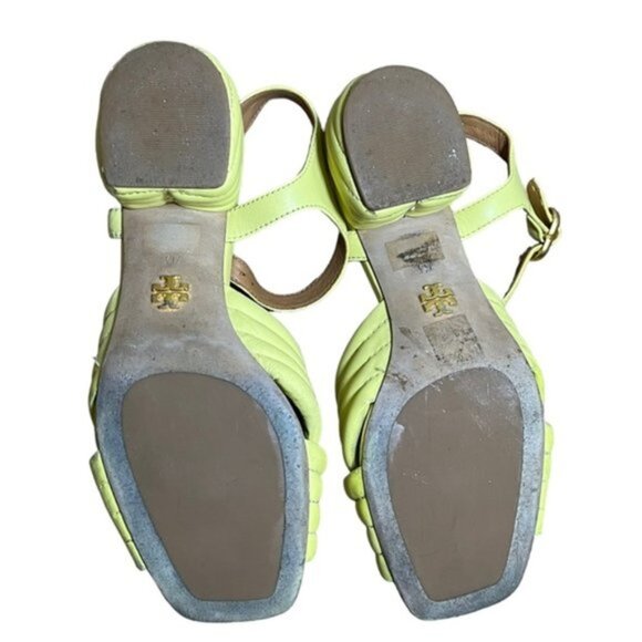 Tory Burch Kira Quilted 55mm Heel Sandal in Butter Yellow Color Women Size 7M - Picture 12 of 14